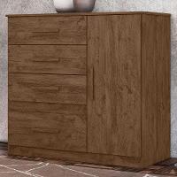 Comoda Venus 4 Gavetas 1 Porta 98 Cm Castanho Wood Flex Moval - 2