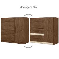 Comoda Venus 4 Gavetas 1 Porta 98 Cm Castanho Wood Flex Moval