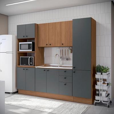 Cozinha Modulada Pixel Kappesberg 100% Mdp Canela-cinza Sagrado-canela 240cm