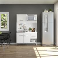 Armário De Cozinha Em Mdp Para Kitnet 122x188cm Menu Móveis Branco - 1