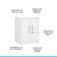 Armário Multiuso Pequeno 0723br 2 Portas 60x76cm Menu Móveis Branco - 3