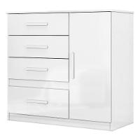 Comoda Venus 4 Gavetas 1 Porta 98 Cm Branco Flex Moval Branco Flex - 1