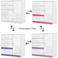 Comoda Venus 4 Gavetas 1 Porta 98 Cm Branco Flex Moval Branco Flex