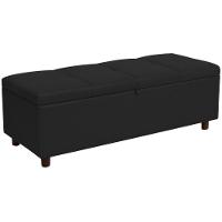 Baú Recamier Espanha Couro Preto 140 Cm - 1