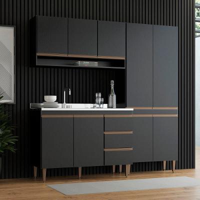 Armário De Cozinha Balcão Pia Sabrina 200x202cm Menu Móveis Preto