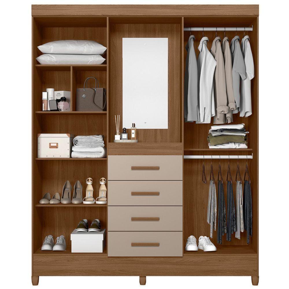 Guarda Roupa Casal Capela 4p 165 Cm Atenas Carvalho Fendi Moval - 5