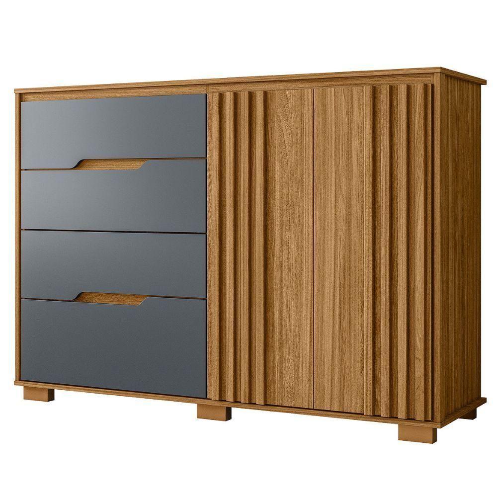 Comoda Texas 4 Gavetas 2 Portas 147 Cm Freijo Cinza Moval - 1