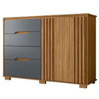 Comoda Texas 4 Gavetas 2 Portas 147 Cm Freijo Cinza Moval - 1