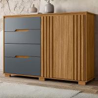 Comoda Texas 4 Gavetas 2 Portas 147 Cm Freijo Cinza Moval - 2