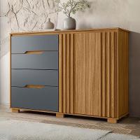 Comoda Texas 4 Gavetas 2 Portas 147 Cm Freijo Cinza Moval - 5