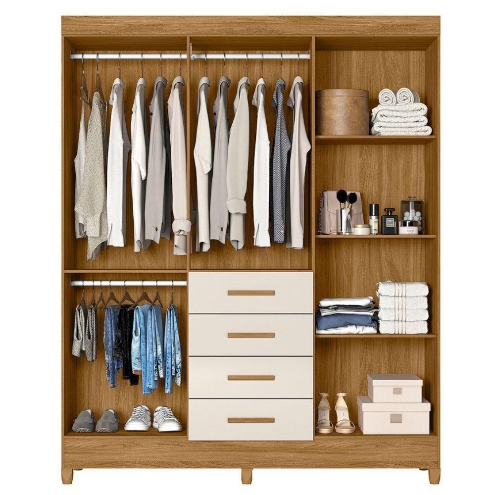 Guarda Roupa Casal 6p 165 Cm Aruba Freijo Off White Friso Moval - 5