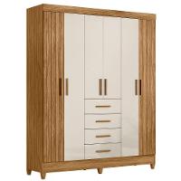 Guarda Roupa Casal 6p 165 Cm Aruba Freijo Off White Friso Moval - 1