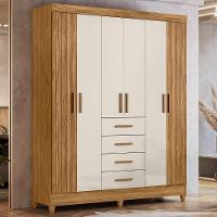 Guarda Roupa Casal 6p 165 Cm Aruba Freijo Off White Friso Moval - 2