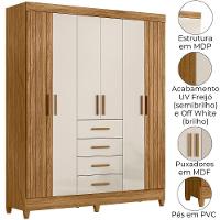 Guarda Roupa Casal 6p 165 Cm Aruba Freijo Off White Friso Moval