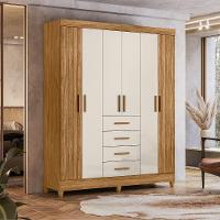 Guarda Roupa Casal 6p 165 Cm Aruba Freijo Off White Friso Moval - 7