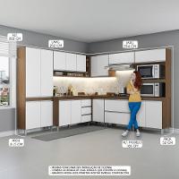 Armário De Cozinha Canto Com Balcão Pia Sabrina Menu Móveis Branco - 2