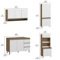 Armário De Cozinha Canto Com Balcão Pia Sabrina Menu Móveis Branco