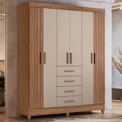 Guarda Roupa Casal Aruba 6 Portas Bater Carvalho Fendi Friso MDP MDF