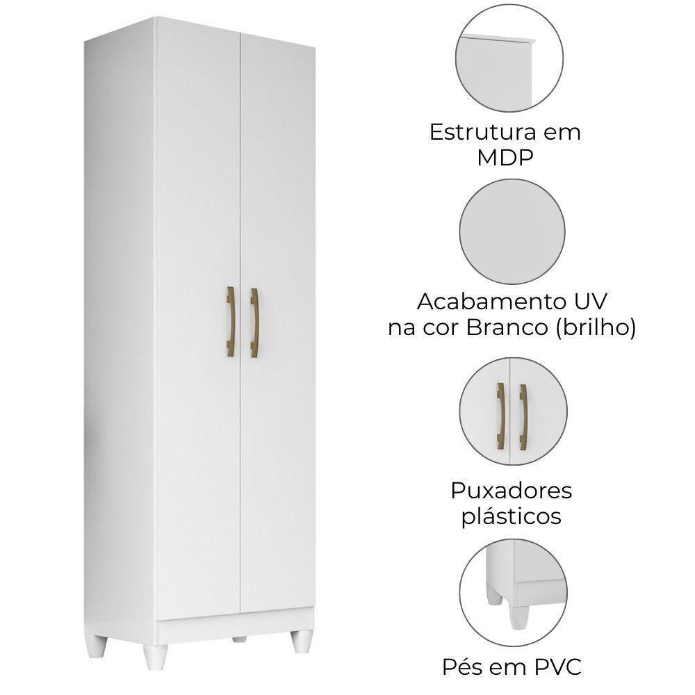 Armario Multiuso New Iris 2 Portas 181x55 Cm Branco - 4