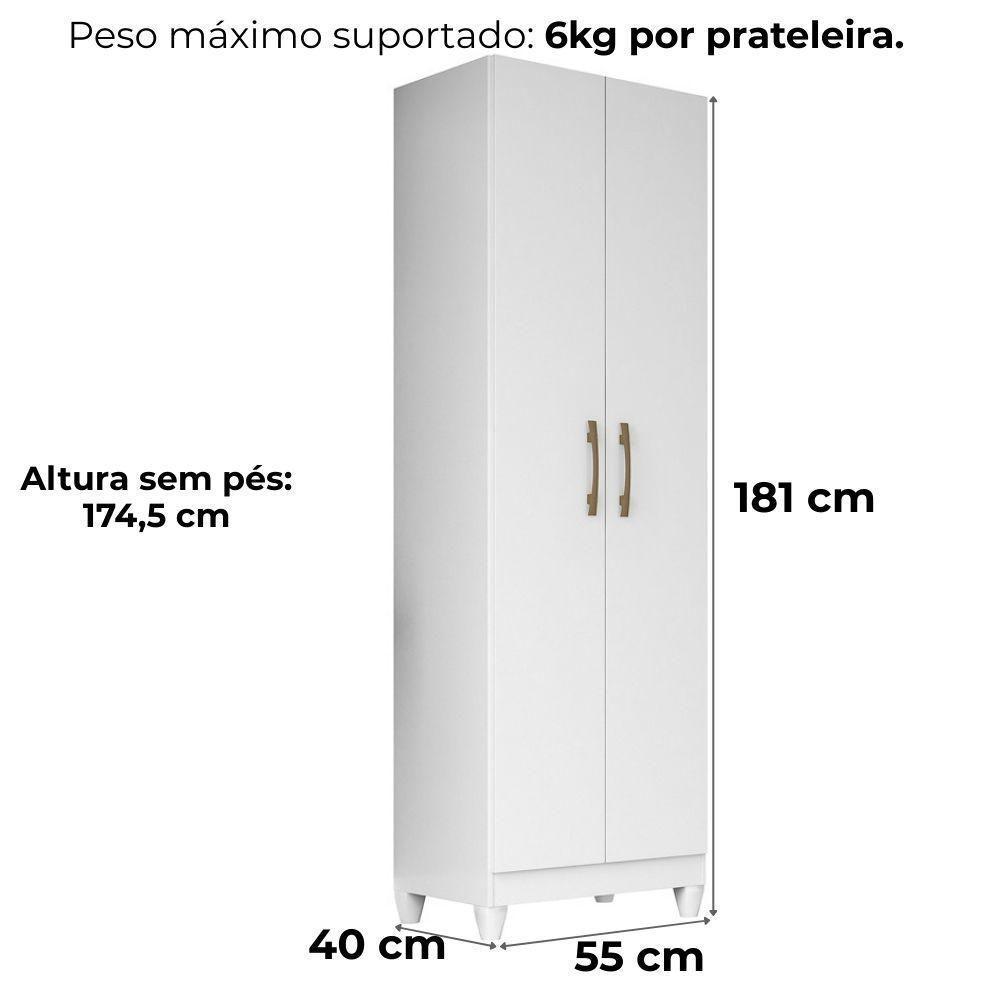 Armario Multiuso New Iris 2 Portas 181x55 Cm Branco - 6