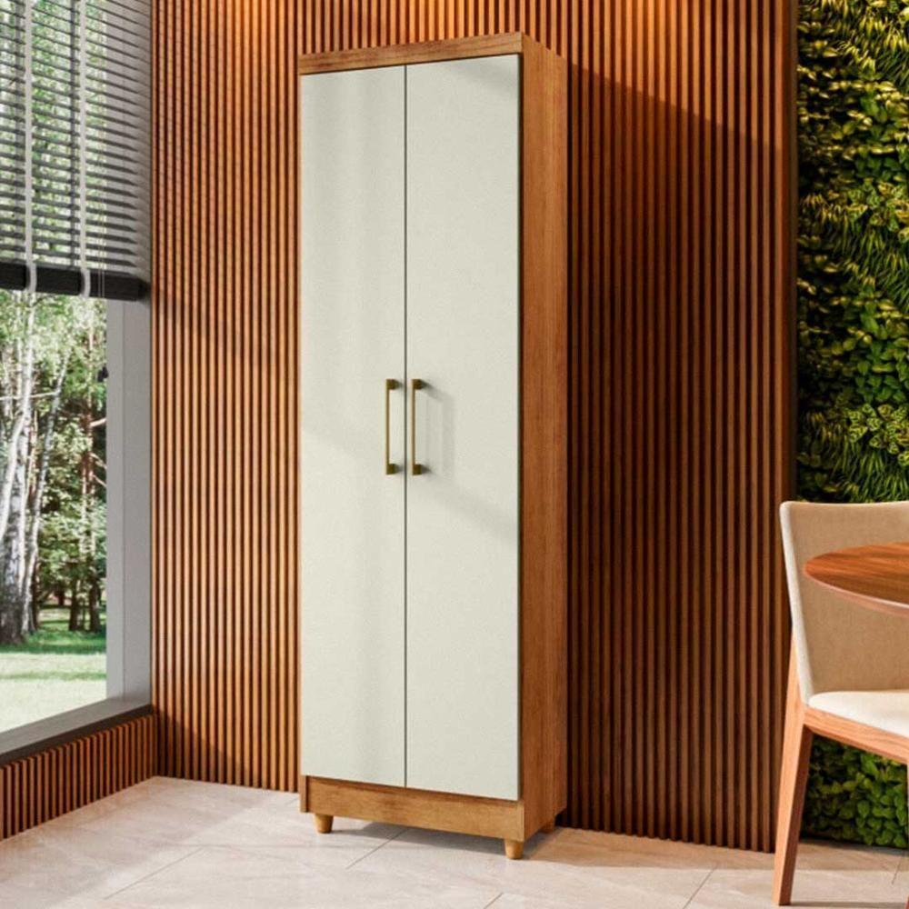 Armário Multiuso Compacto Anna 2 Portas Com 5 Repartições - Cedro - Areia Cedro - Areia - 1
