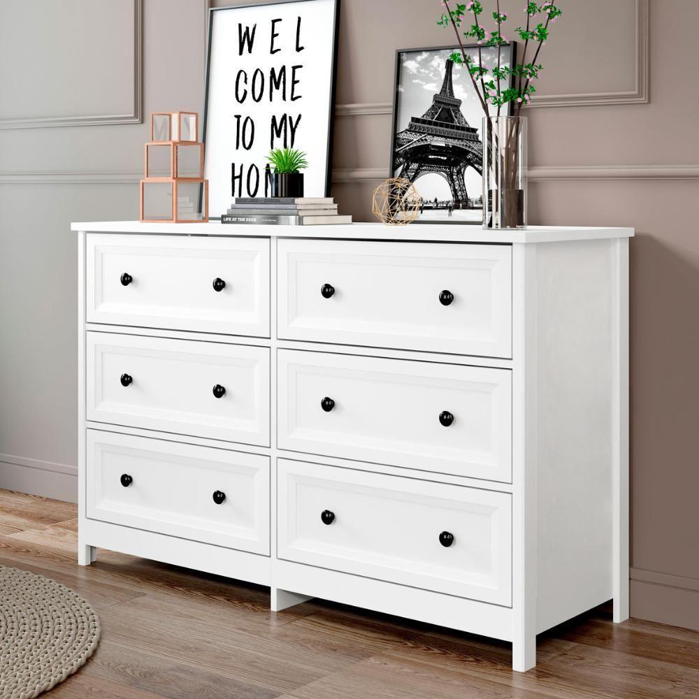 Comoda Para Quarto 6 Gavetas 120 Cm Dm217 Branco Dtall Branco - 6