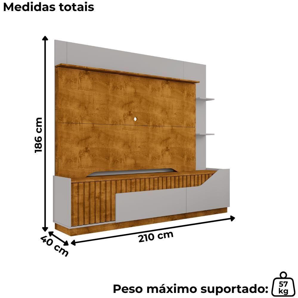 Estante Home Tv 75 Pol 210 Cm Dallas Naturalle Off White Bechara - 3