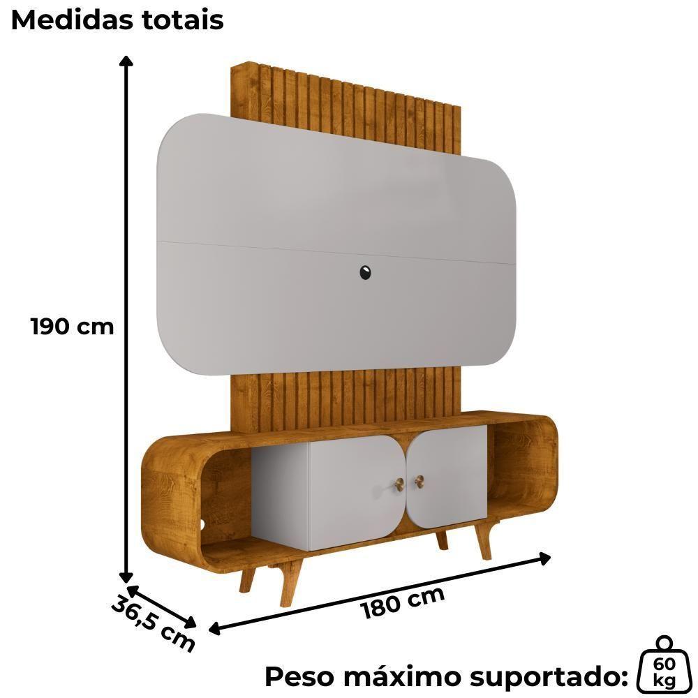 Estante Home Tv 75 Pol 180 Cm Embau Naturalle Off White Bechara - 3