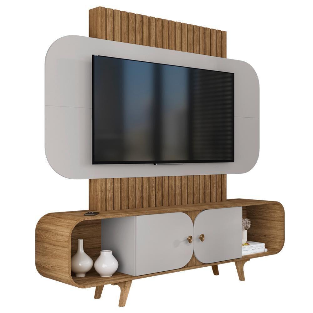 Estante Home Tv 75 Pol 180 Cm Embau Cinamomo Off White Bechara - 1