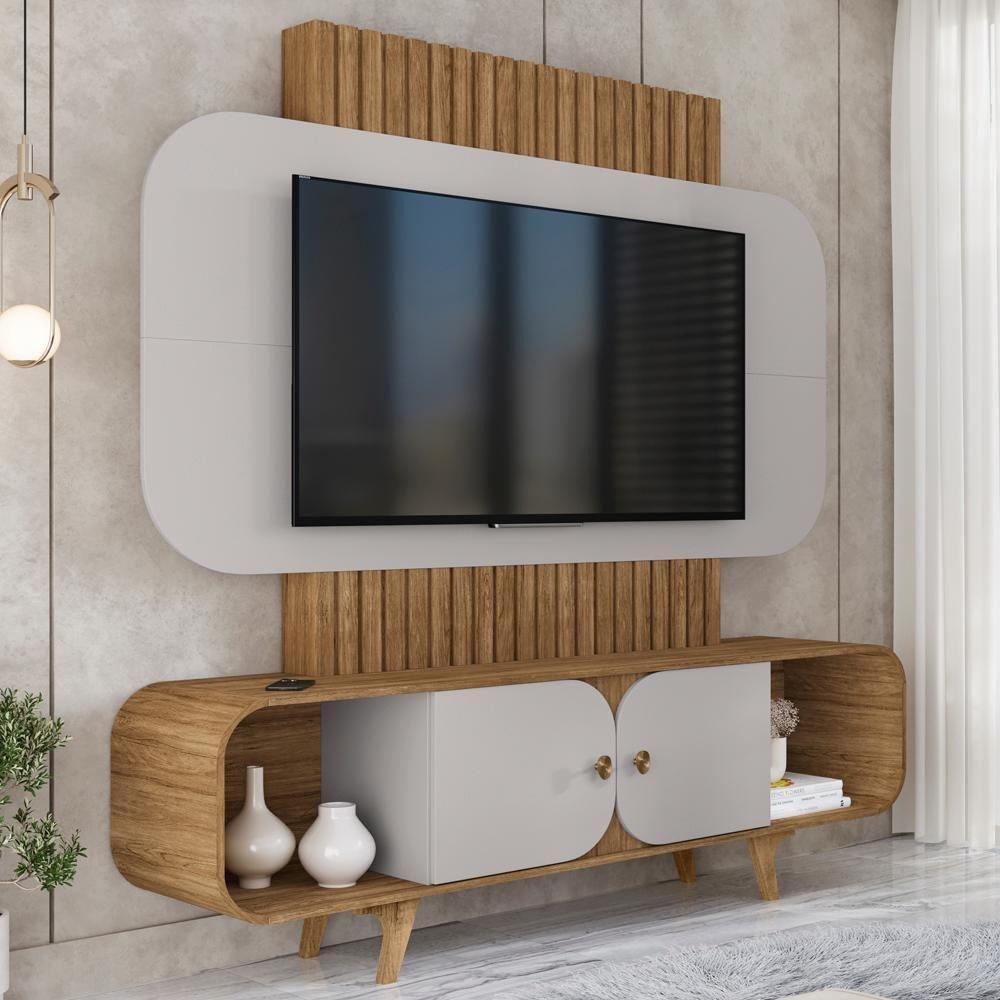Estante Home Tv 75 Pol 180 Cm Embau Cinamomo Off White Bechara - 2
