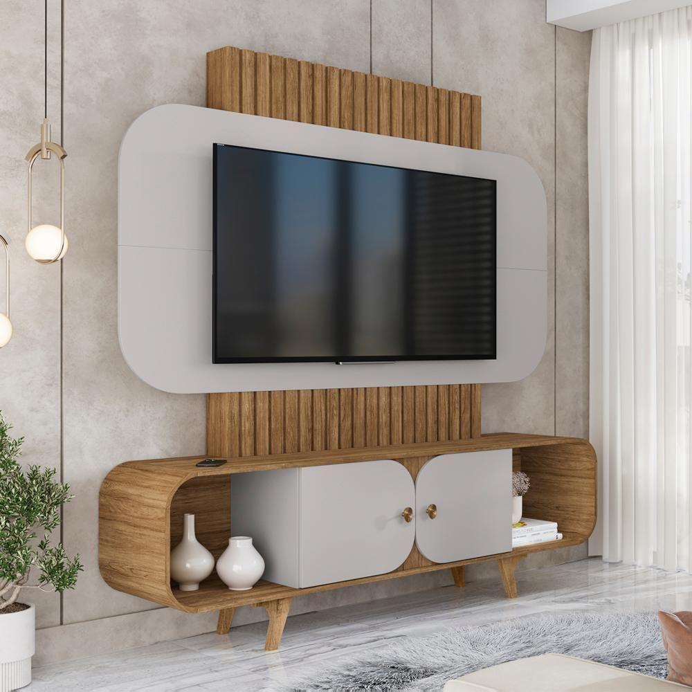 Estante Home Tv 75 Pol 180 Cm Embau Cinamomo Off White Bechara - 6