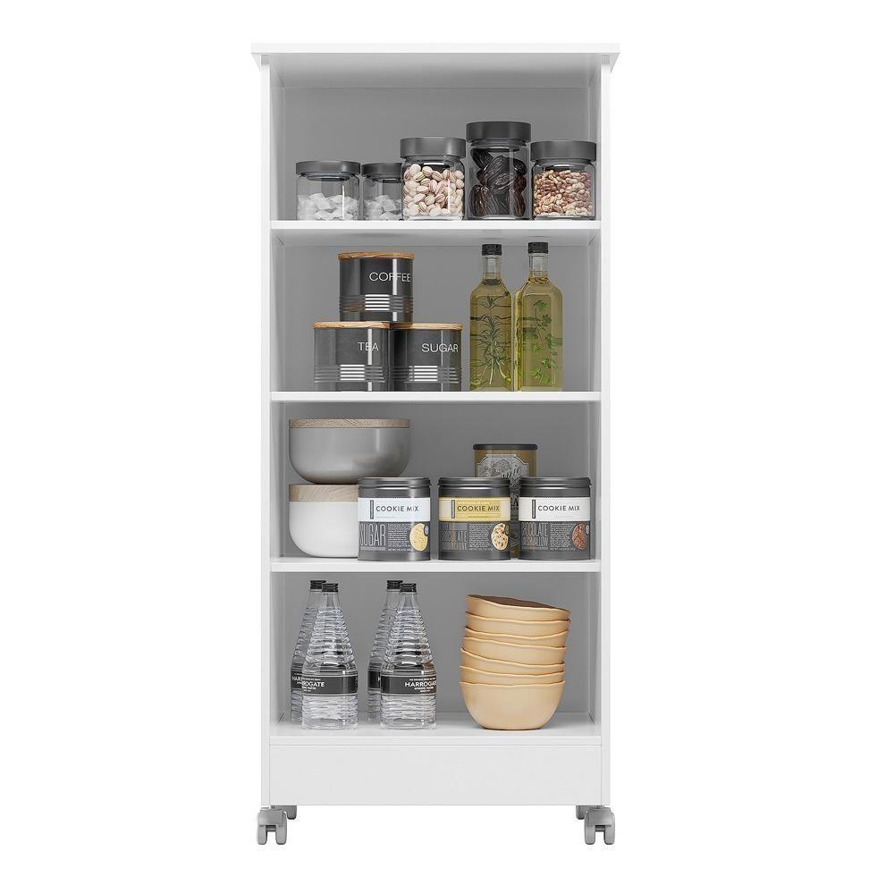 Armario Multiuso 1 Porta Com Rodizio 102x49 Cm Lirio Branco - 4
