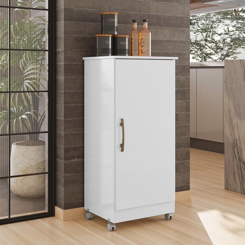 Armario Multiuso 1 Porta Com Rodizio 102x49 Cm Lirio Branco - 7