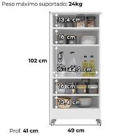 Armario Multiuso 1 Porta Com Rodizio 102x49 Cm Lirio Branco - 3