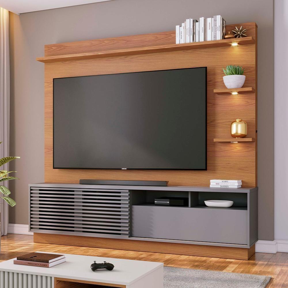 Estante Home Tv 70 Pol 200 Cm Campeche Freijo Cinza Colibri Freijo Cinza - 2