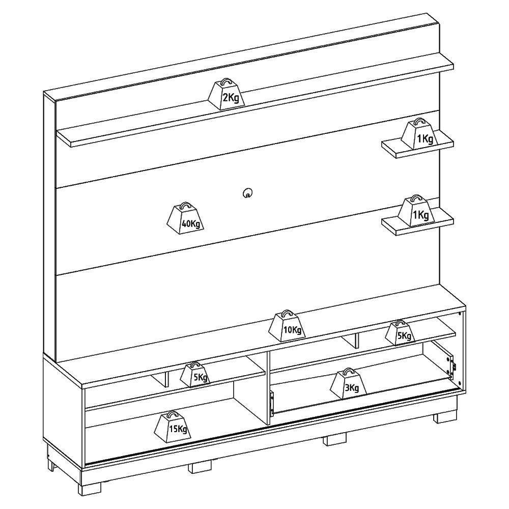 Estante Home Tv 70 Pol 200 Cm Campeche Freijo Cinza Colibri Freijo Cinza - 4