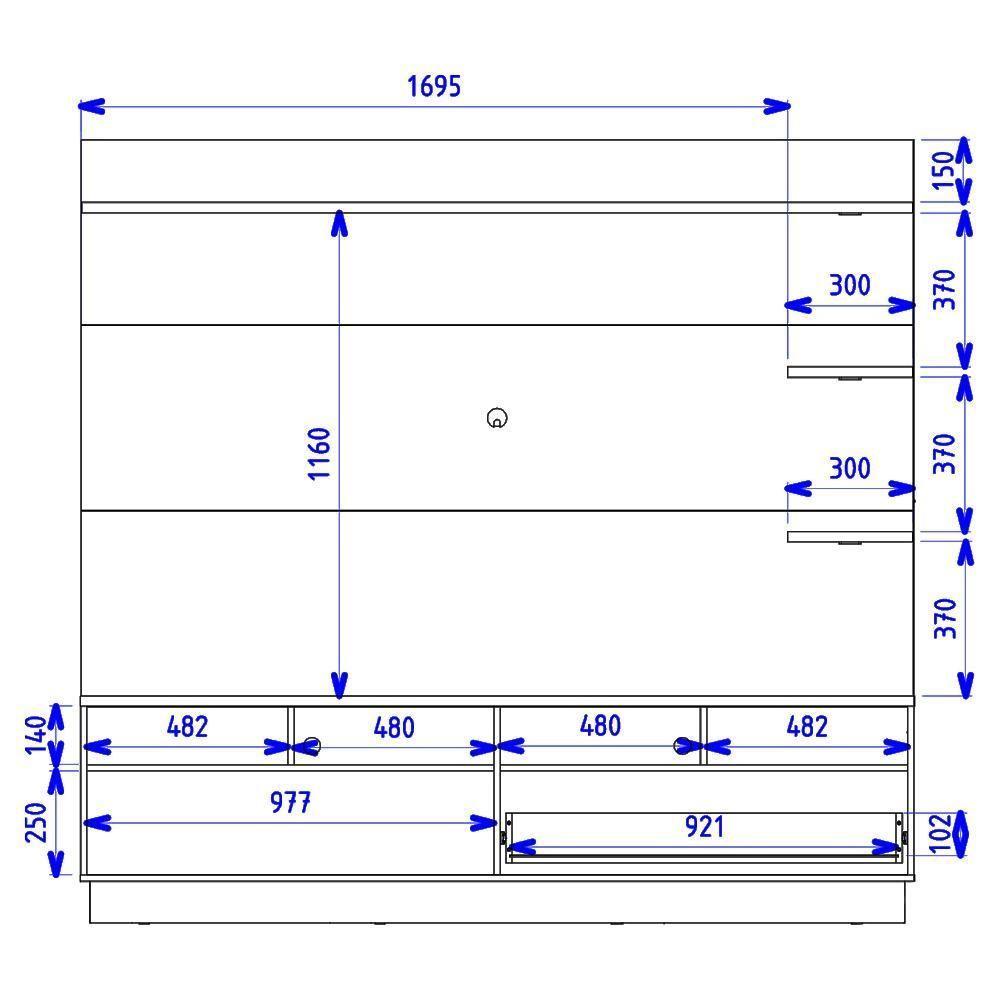 Estante Home Tv 70 Pol 200 Cm Campeche Freijo Cinza Colibri Freijo Cinza - 5