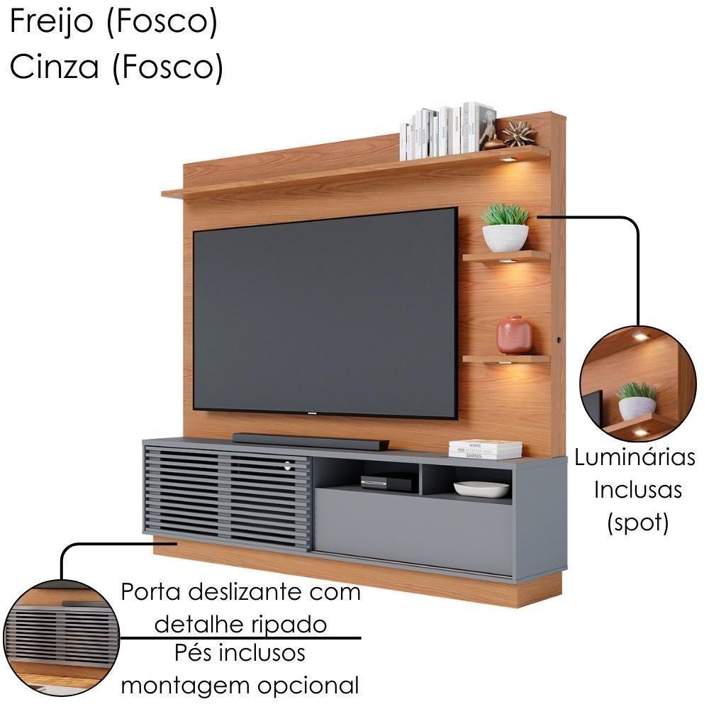 Estante Home Tv 70 Pol 200 Cm Campeche Freijo Cinza Colibri Freijo Cinza - 6