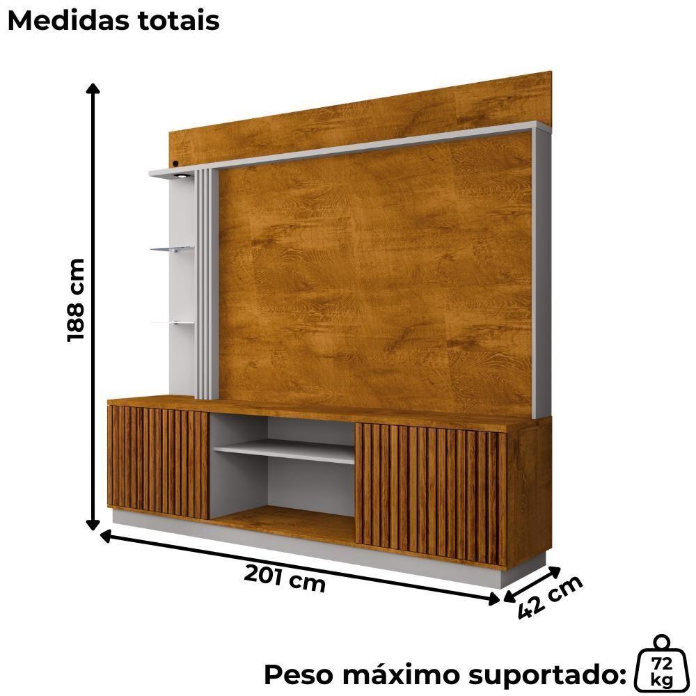 Estante Home Tv 65 Pol 201 Cm Atlanta Naturalle Off White Bechara - 3