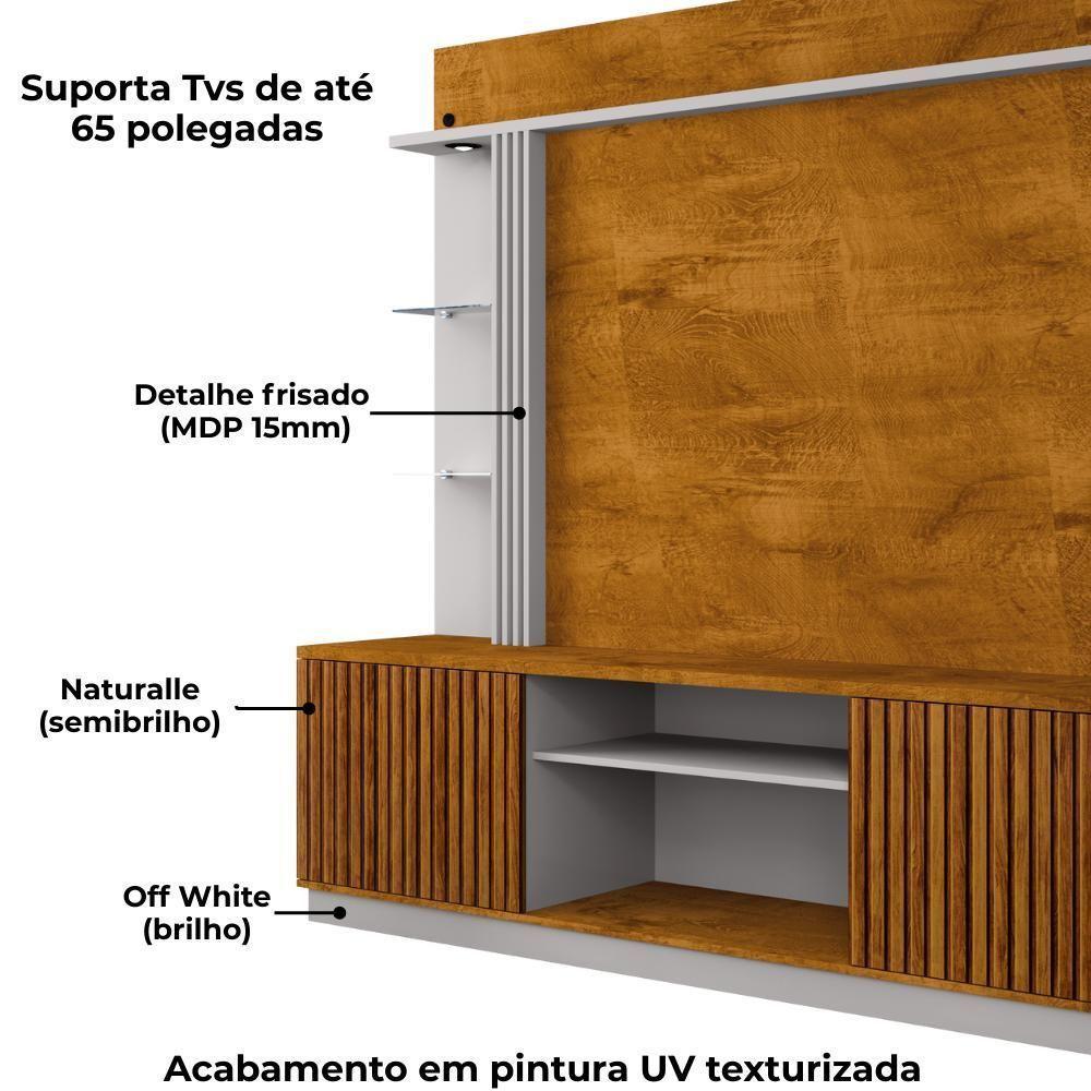 Estante Home Tv 65 Pol 201 Cm Atlanta Naturalle Off White Bechara - 5