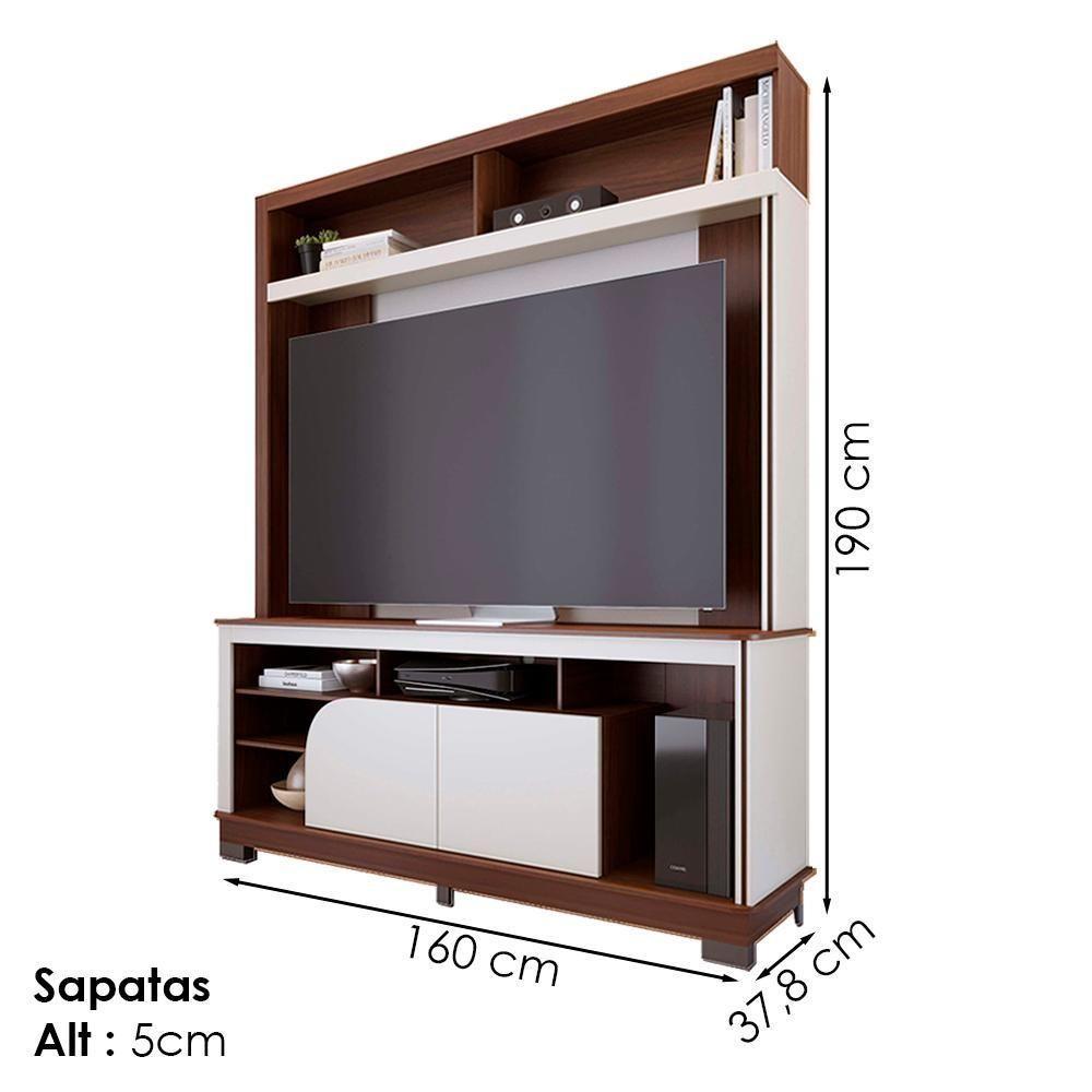 Estante Home Tv 65 Pol 2 Portas 160 Cm Belaya Nogueira Real Off White Matte Colibri - 3