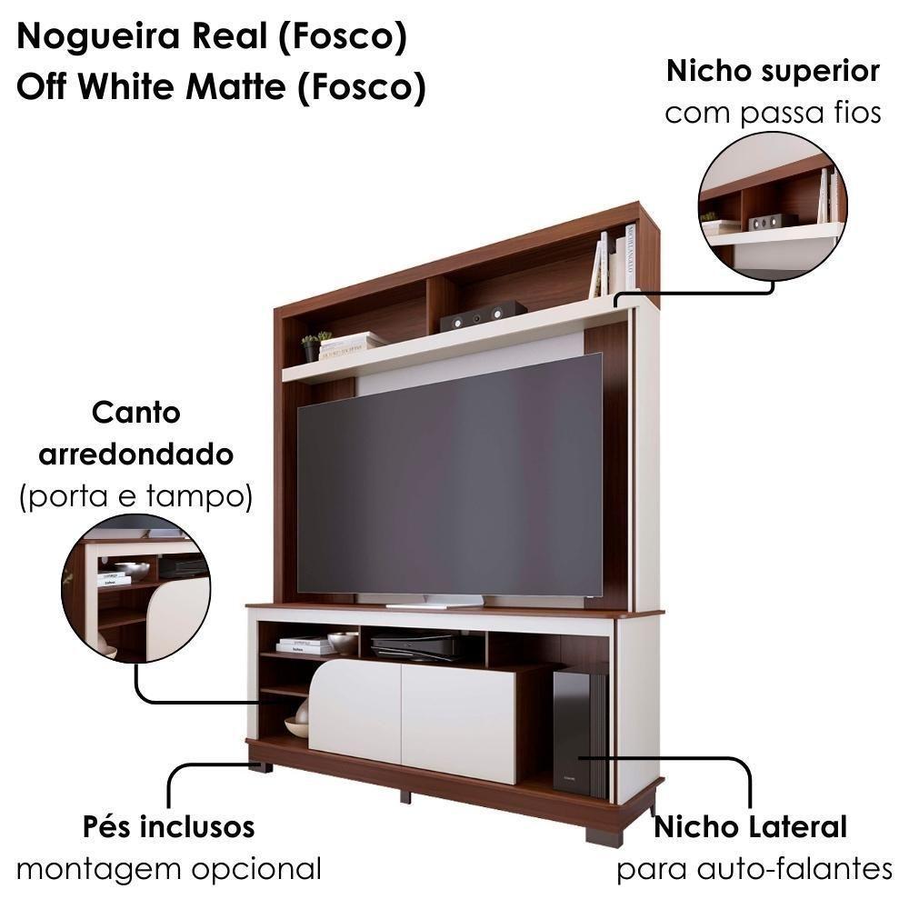 Estante Home Tv 65 Pol 2 Portas 160 Cm Belaya Nogueira Real Off White Matte Colibri - 6