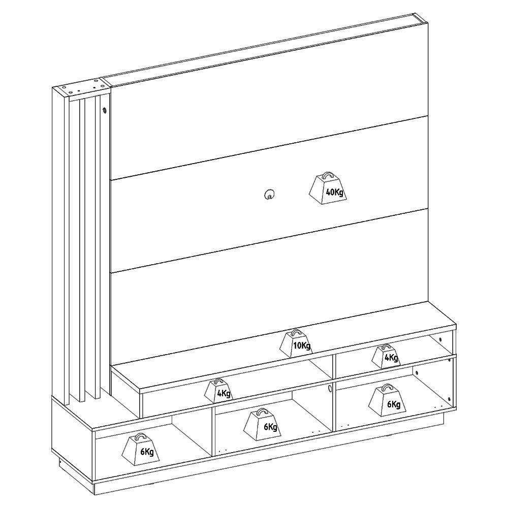 Estante Home Tv 65 Pol 180 Cm 2 Portas Humaita Freijo Cinza Colibri Freijo Cinza - 5