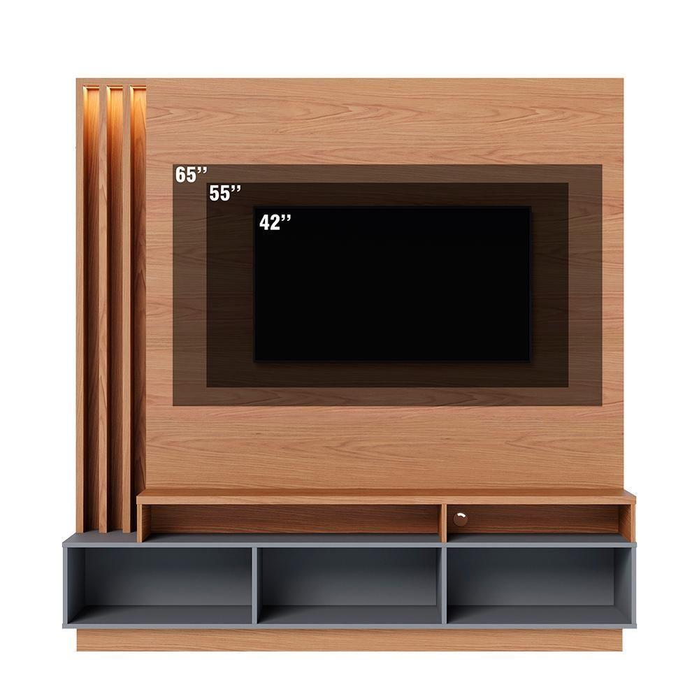 Estante Home Tv 65 Pol 180 Cm 2 Portas Humaita Freijo Cinza Colibri Freijo Cinza - 7