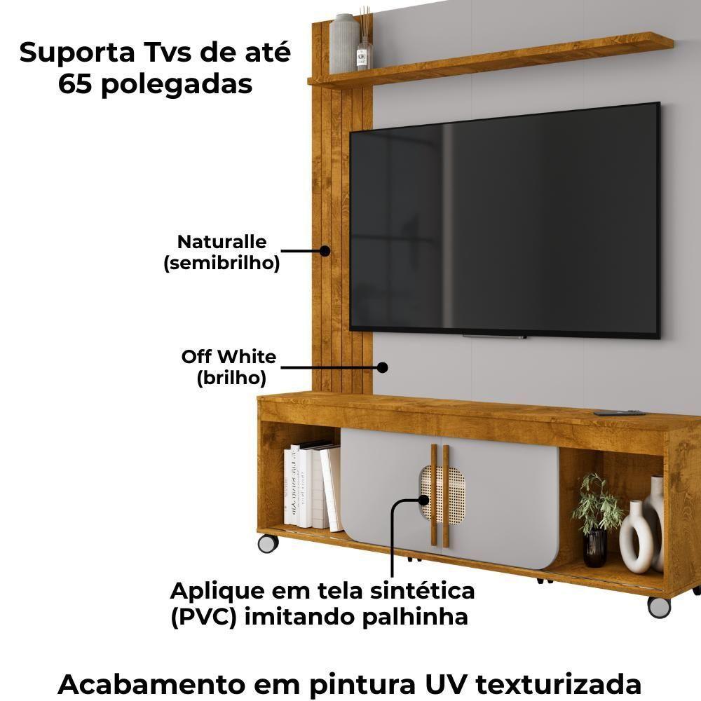 Estante Home Tv 65 Pol 160 Cm Maragogi Naturalle Off White Bechara - 3