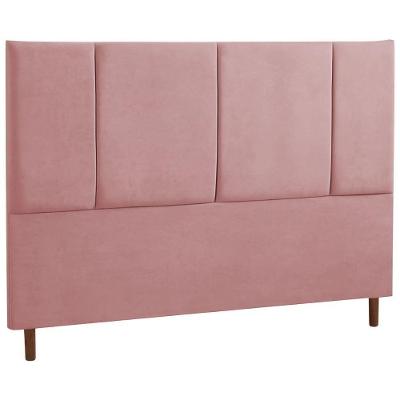 Cabeceira Estofada Casal Panamá Veludo Rosa 140 Cm