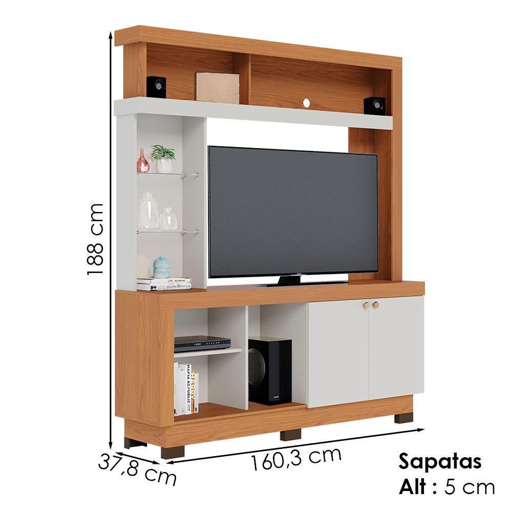Estante Home Tv 50 Pol 2 Portas 161 Cm Valenca Freijo Off White Colibri - 3