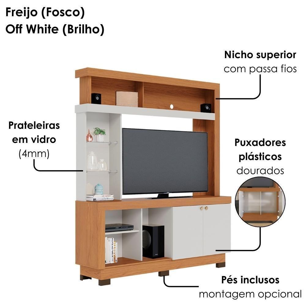 Estante Home Tv 50 Pol 2 Portas 161 Cm Valenca Freijo Off White Colibri - 6