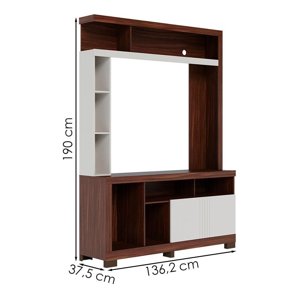 Estante Home Tv 50 Pol 2 Portas 137 Cm Elba Nogueira Real Off White Matte Colibri - 3