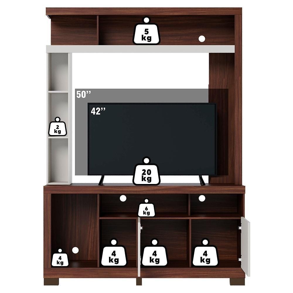 Estante Home Tv 50 Pol 2 Portas 137 Cm Elba Nogueira Real Off White Matte Colibri - 4